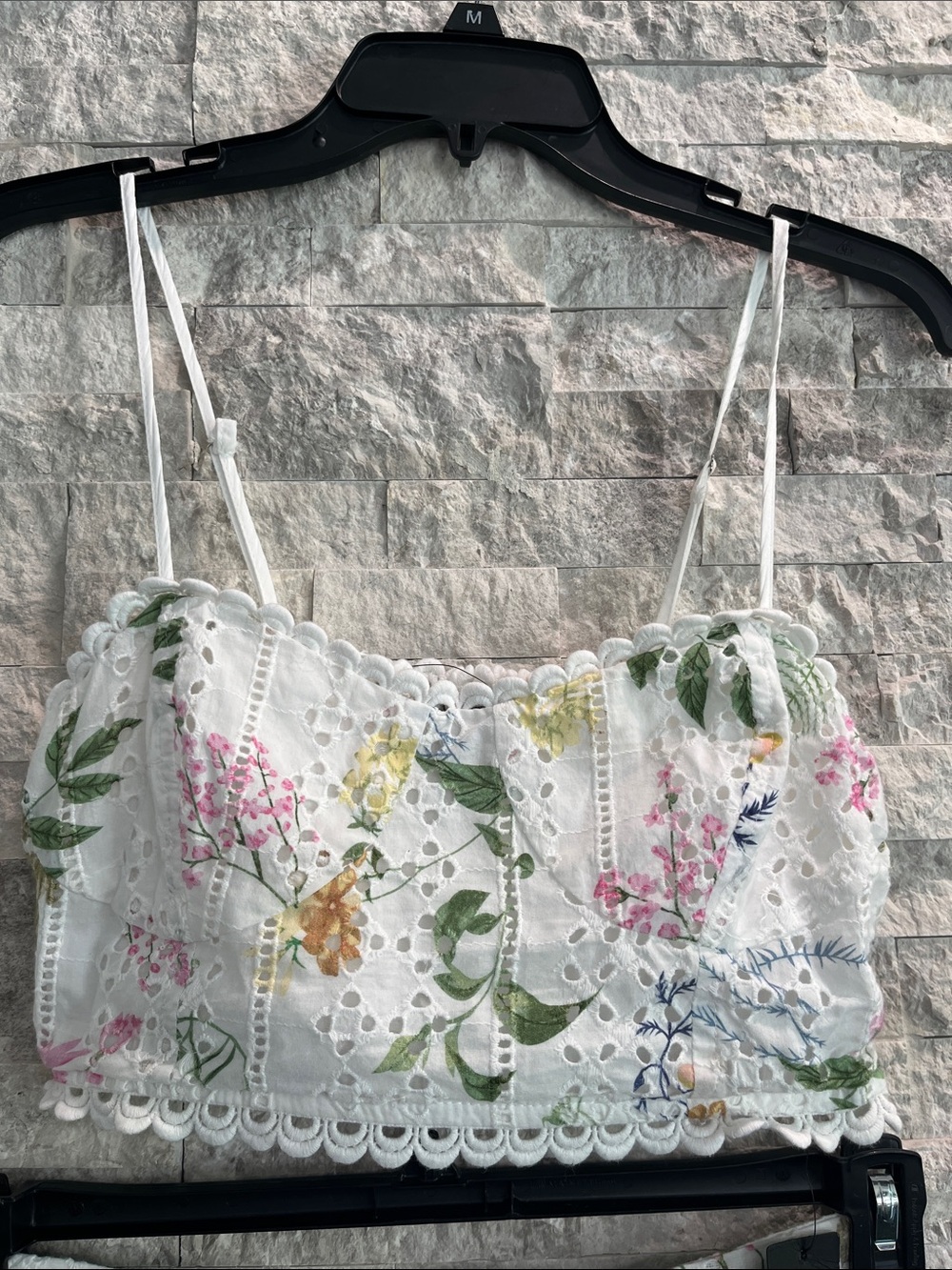 Lulu's White Floral Two-Piece Eyelet Skirt  Set Sz:S - Picture 8 of 14